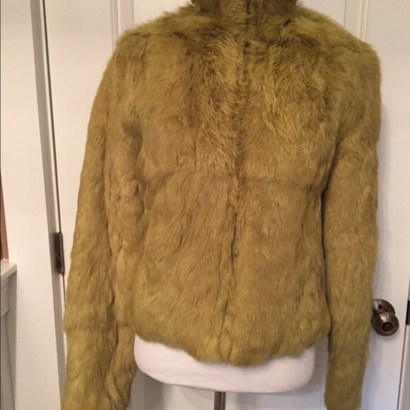 WILSONS LEATHER JACKET REVERSIBLE GREEN QUILTED & FUR COAT POCKETS Size S - Picture 4 of 8